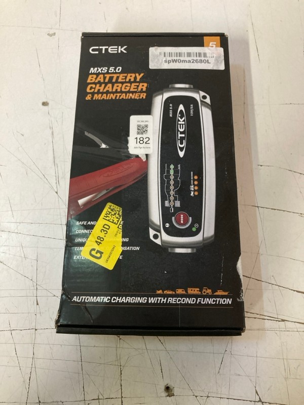 Lot 182  
            Nottingham SR3 - Delivery Only 

                
CTEK MXS 5.0 BATTERY CHARGER AND MAINTAINER