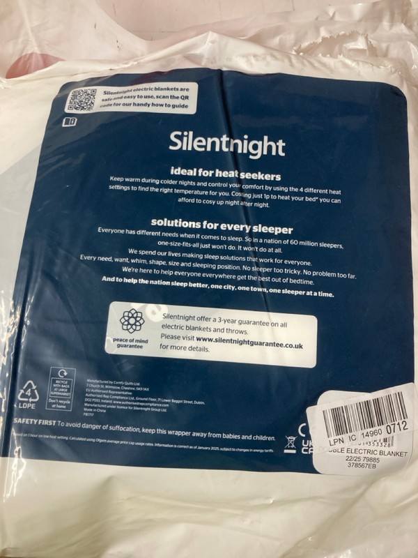 Lot 184  
            Nottingham SR3 - Delivery Only 

                
2 X SILENT NIGHT COMFORT CONTROL ELECTRIC BLANKET