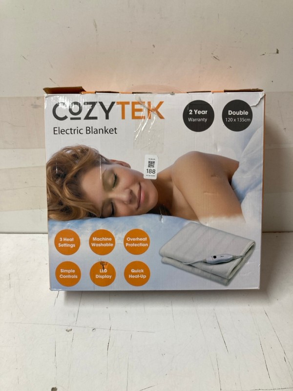 Lot 188  
            Nottingham SR3 - Delivery Only 

                
COZYTEK ELECTRIC BLANKET
