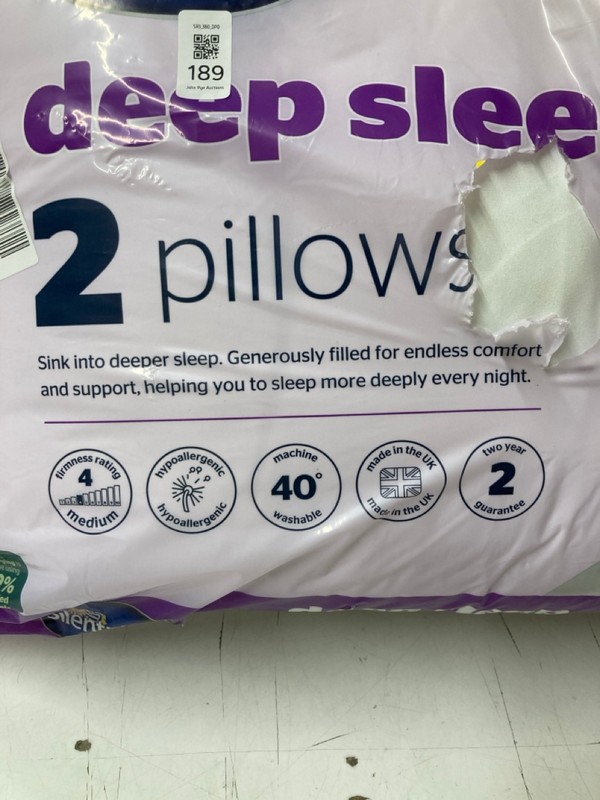 Lot 189  
            Nottingham SR3 - Delivery Only 

                
SILENT NIGHT DEEP SLEEP 2 X PILLOWS