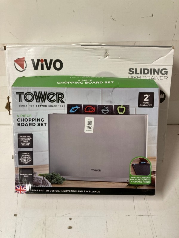 Lot 190  
            Nottingham SR3 - Delivery Only 

                
2 X ITEMS TO INCLUDE TOWER 4 PIECE CHOPPING BOARD SET