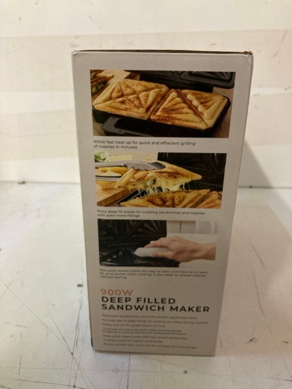 Lot 194  
            Nottingham SR3 - Delivery Only 

                
TOWER 900W DEEP FILLED SANDWICH MAKER