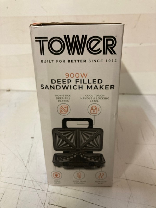 Lot 194  
            Nottingham SR3 - Delivery Only 

                
TOWER 900W DEEP FILLED SANDWICH MAKER