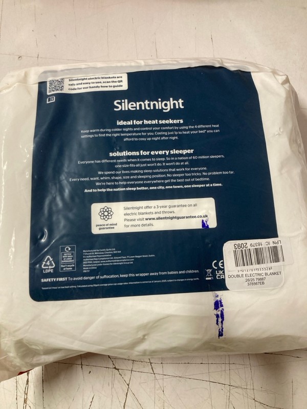 Lot 199  
            Nottingham SR3 - Delivery Only 

                
2 X SILENTNIGHT ELECTRIC BLANKET