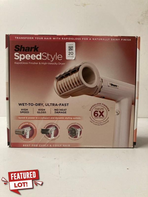 Lot 20  
            Nottingham SR3 - Delivery Only 

                
SHARK SPEED STYLE HIGH VELOCITY DRYER