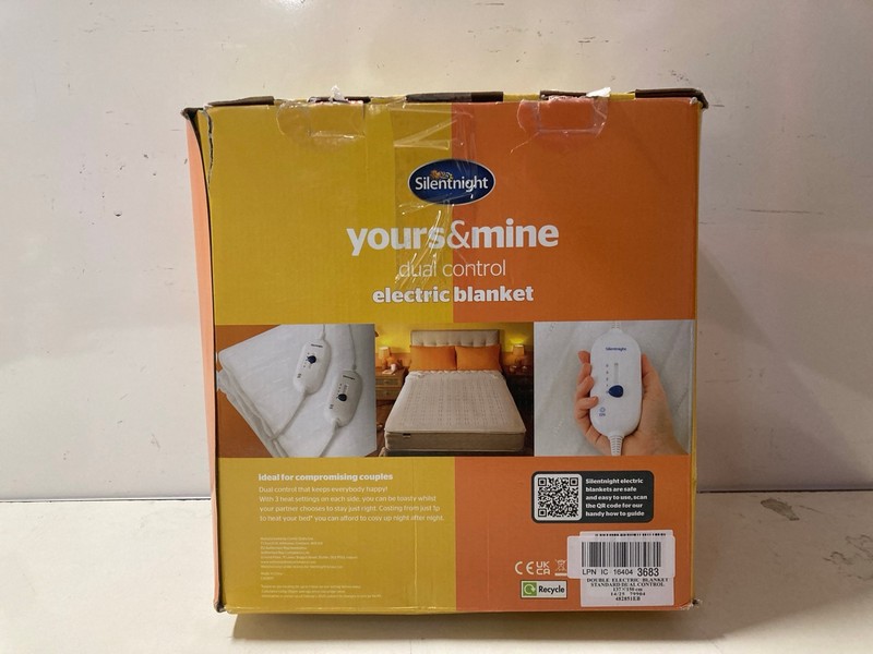 Lot 230  
            Nottingham SR3 - Delivery Only 

                
SILENT NIGHT YOURS N MINE DUAL CONTROL ELECTRIC BLANKET