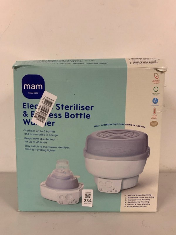 Lot 234  
            Nottingham SR3 - Delivery Only 

                
MAM ELECTRIC STERILISER