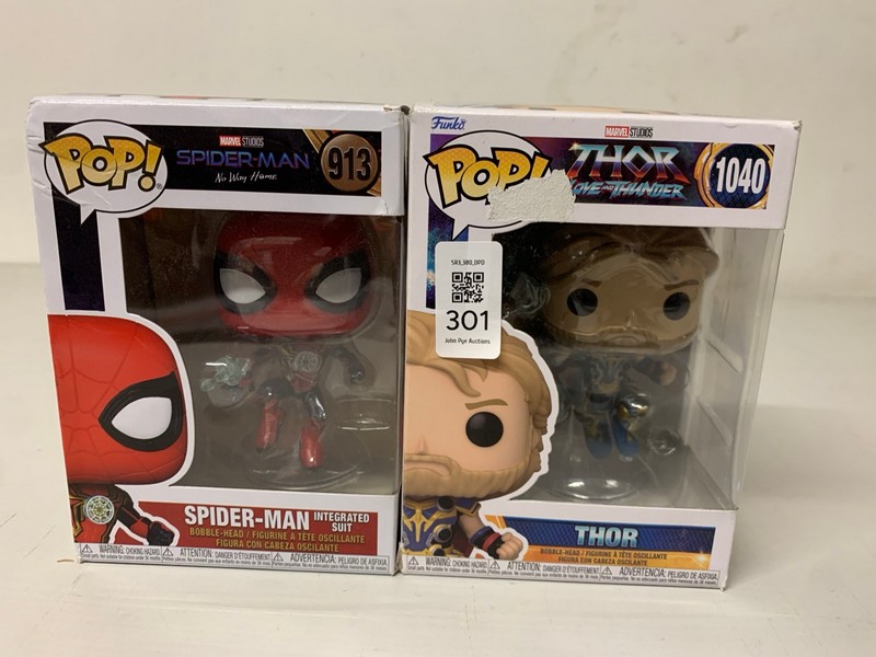 Lot 301  
            Nottingham SR3 - Delivery Only 

                
2 X  FUNKO POP FIGURES TO INCLUDE SPIDER MAN