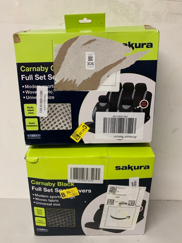 Lot 306  
            Nottingham SR3 - Delivery Only 

                
2 X SAKURA CARNABY GREY FULL SET SEAT COVERS