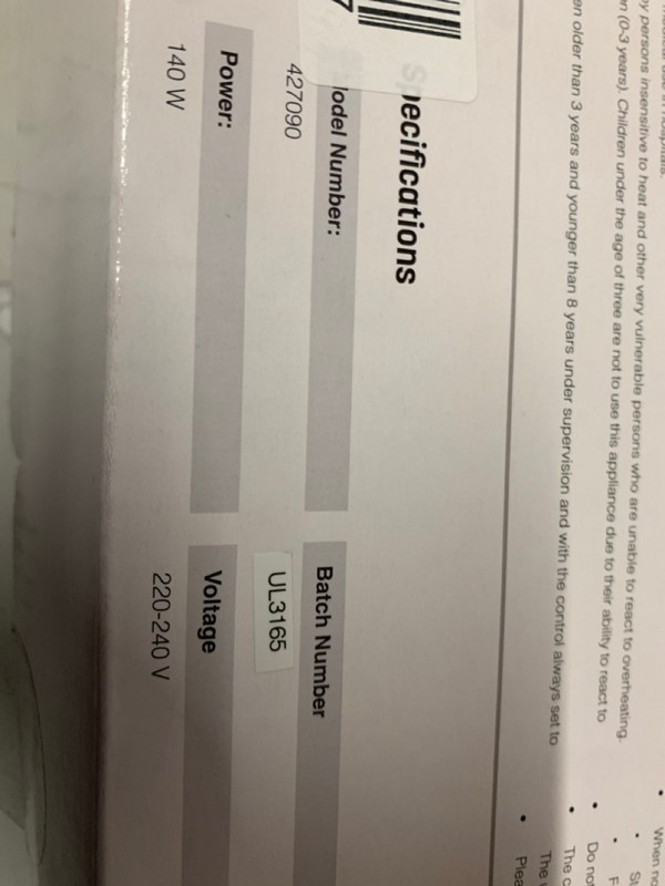 Lot 316  
            Nottingham SR3 - Delivery Only 

                
KEPLIN HEATED ELECTRIC THROW