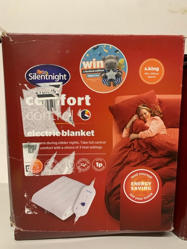 Lot 321  
            Nottingham SR3 - Delivery Only 

                
2 X SILENTNIGHT COMFORT ELECTRIC BLANKET