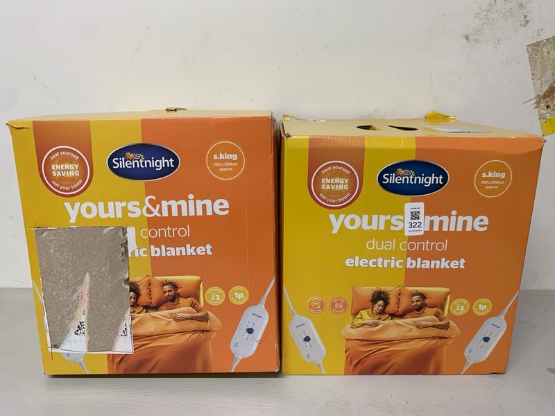 Lot 322  
            Nottingham SR3 - Delivery Only 

                
2 X SILENTNIGHT ELECTRIC BLANKET