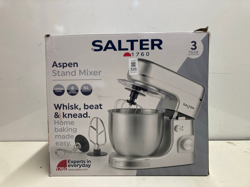 Lot 326  
            Nottingham SR3 - Delivery Only 

                
SALTER ASPEN STAND MIXER