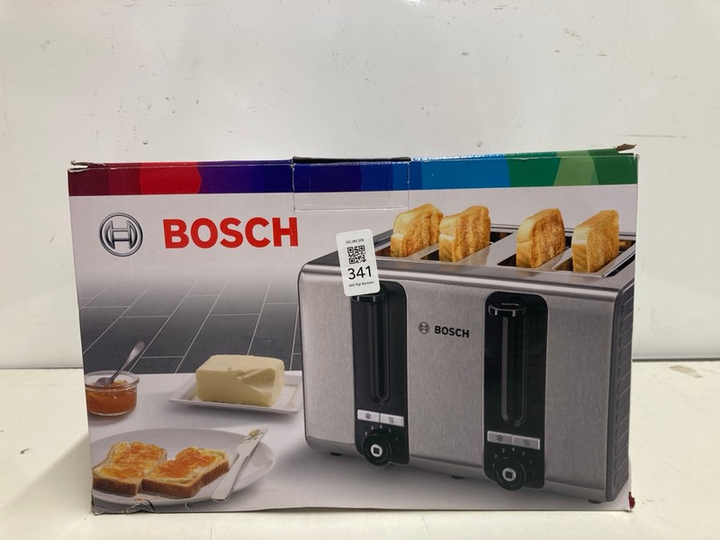 Lot 341  
            Nottingham SR3 - Delivery Only 

                
BOSCH 4 SLICE TOASTER