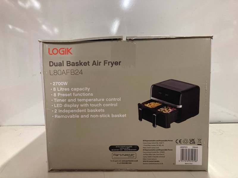 Lot 349  
            Nottingham SR3 - Delivery Only 

                
LOGIK DUAL BASKET AIR FRYER - Image 2
