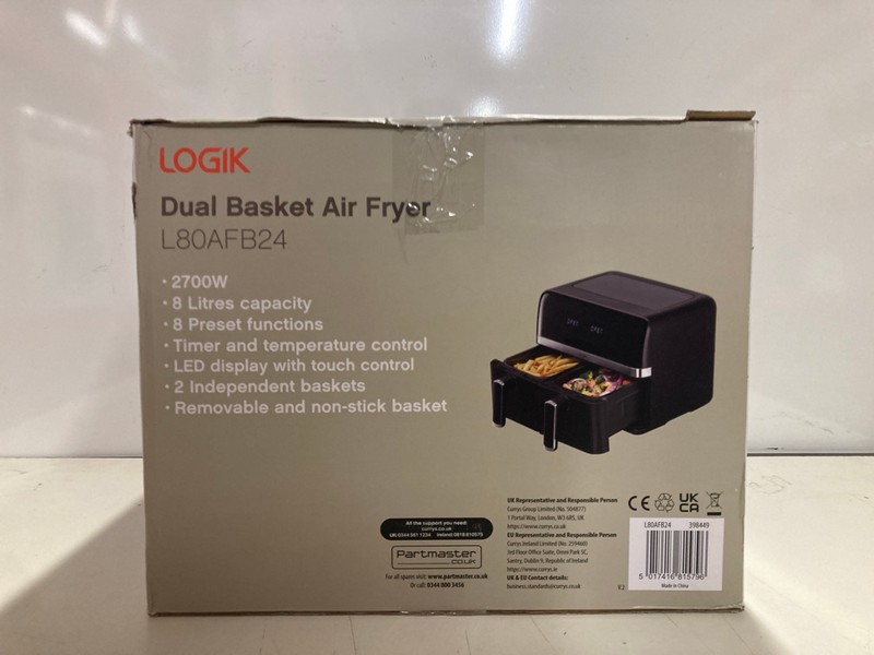 Lot 350  
            Nottingham SR3 - Delivery Only 

                
LOGIK DUAL BASKET AIR FRYER - Image 2
