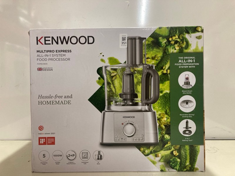 Lot 351  
            Nottingham SR3 - Delivery Only 

                
KENWOOD MULTI PRO EXPRESS ALL IN ONE SYSTEM FOOD PROCESSOR