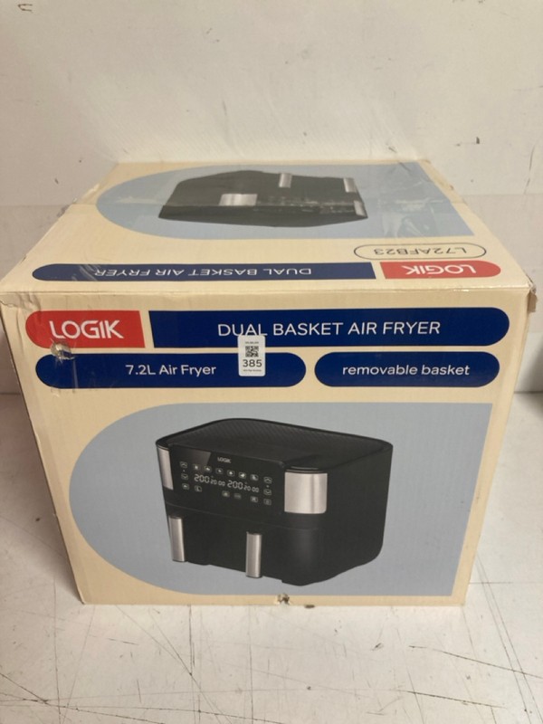 Lot 385  
            Nottingham SR3 - Delivery Only 

                
LOGIK DUAL BASKET AIR FRYER