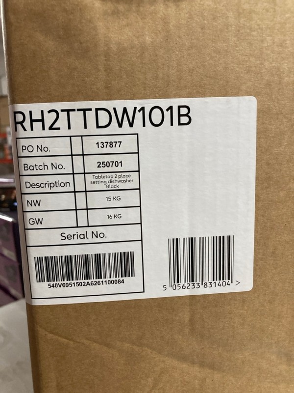 Lot 414  
            Nottingham SR3 - Delivery Only 

                
RUSSELL HOBBS TABLE TOP 2 PLACE SETTING DISHWASHER