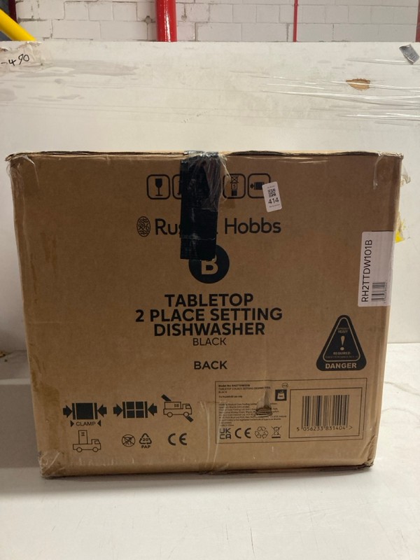 Lot 414  
            Nottingham SR3 - Delivery Only 

                
RUSSELL HOBBS TABLE TOP 2 PLACE SETTING DISHWASHER