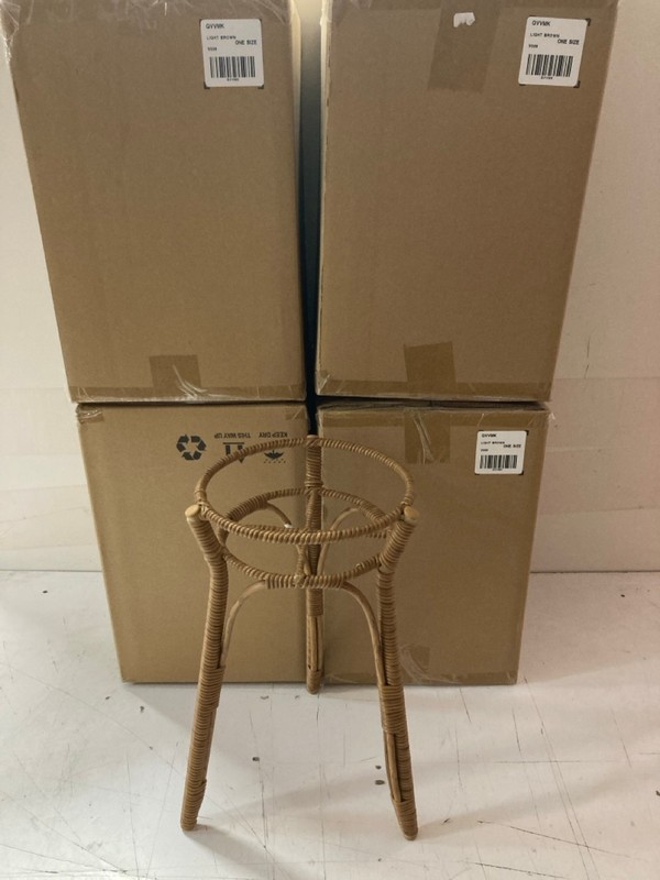 Lot 467  
            Nottingham SR3 - Delivery Only 

                
4 X TALL POLY RATTAN STAND LIGHT BROWN