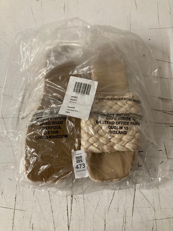 Lot 473  
            Nottingham SR3 - Delivery Only 

                
WOMEN'S DESIGNER ECLIPSE STRAW FLAT SHOES UK SIZE 6 (CREAM)