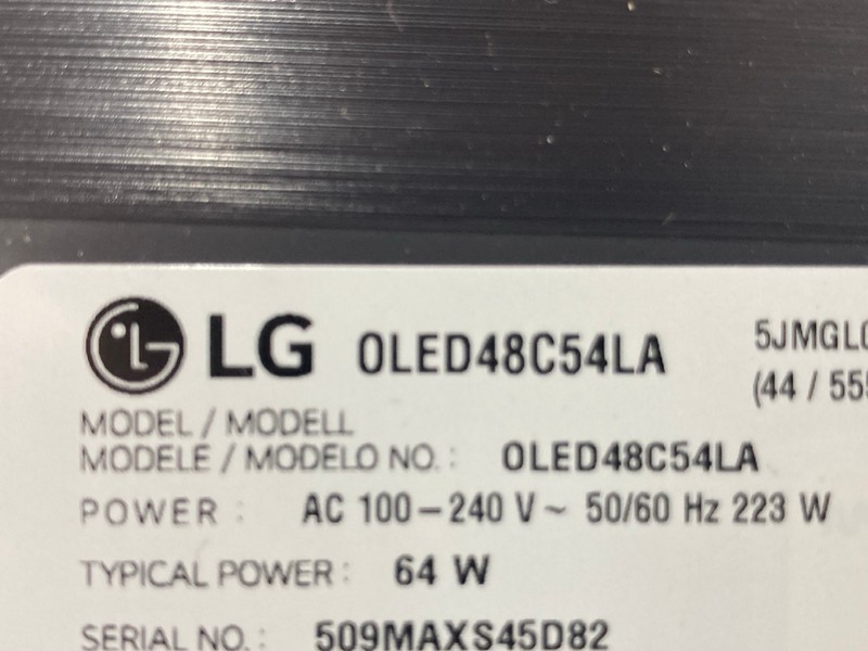 Lot 100  
            Nottingham SR4 - Collection Only 

                
LG 48" OLED TV MODEL: OLED48C54LA (WITH REMOTE, WITH STAND, WITH BOX) (LINE ON SC...