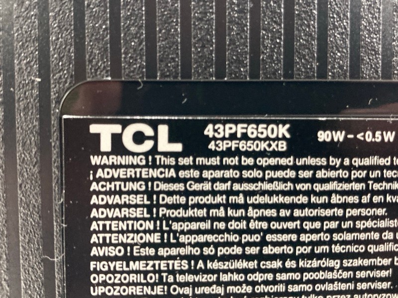 Lot 108  
            Nottingham SR4 - Collection Only 

                
TCL 43" FIRE TV MODEL: 43PF650K (WITH REMOTE, WITH STAND, WITH BOX) (SCRATCH ON S...