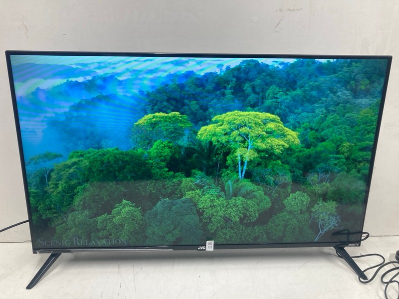 Lot 111  
            Nottingham SR4 - Collection Only 

                
JVC 43" ROKU TV MODEL: LT-43CR330A (WITH REMOTE, WITH STAND, WITH BOX) (MARK ON S...