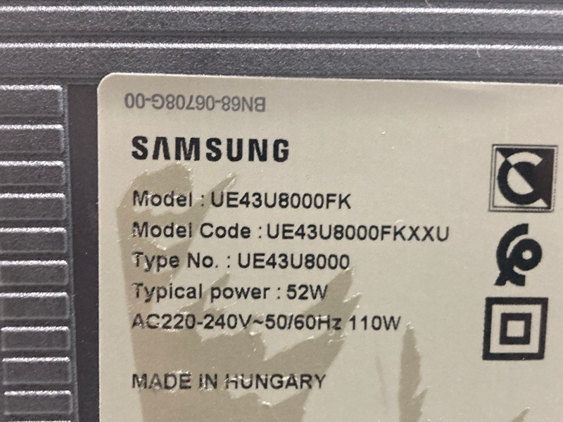 Lot 120  
            Nottingham SR4 - Collection Only 

                
SAMSUNG 43" 4K TV MODEL: UE43U8000FK (WITH REMOTES, WITH STAND, NO BOX) (SCRATCH ...