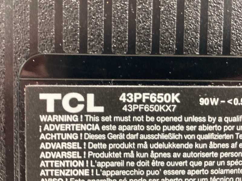 Lot 126  
            Nottingham SR4 - Collection Only 

                
TCL 43" 4K TV MODEL: 43PF650K (NO REMOTE, NO STAND, NO BOX) (CASE DAMAGE) (COLLEC...