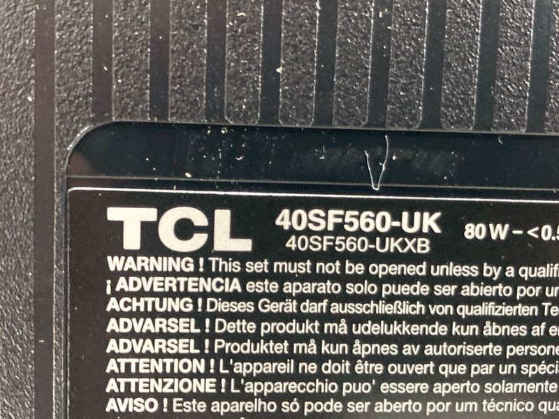 Lot 131  
            Nottingham SR4 - Collection Only 

                
TCL 40" QLED TV MODEL: 40SF560-UK (WITH REMOTE, WITH STAND, WITH BOX) (SYSTEM FAU...