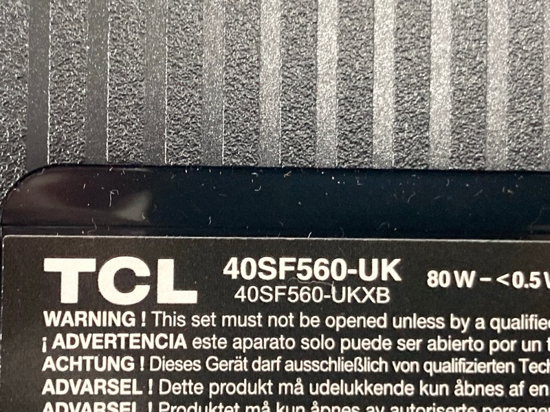 Lot 133  
            Nottingham SR4 - Collection Only 

                
TCL 40" QLED TV MODEL: 40SF560-UK (WITH REMOTE, WITH STAND, WITH BOX) (DISPLAY FA...