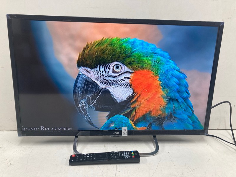 Lot 137  
            Nottingham SR4 - Collection Only 

                
JVC 32" HDTV MODEL: LT-32C490A (WITH REMOTE, WITH STAND, WITH BOX) (COLLECTION FR...