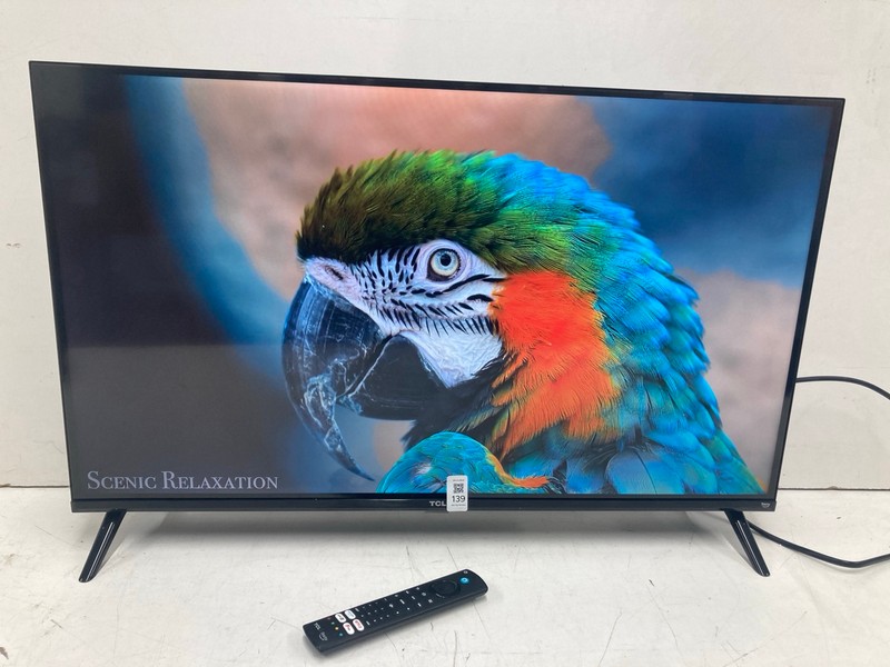 Lot 139  
            Nottingham SR4 - Collection Only 

                
TCL 32" HDTV MODEL:32SF540K (WITH REMOTE, WITH STAND, WITH BOX) (MARK IN SCREEN) ...