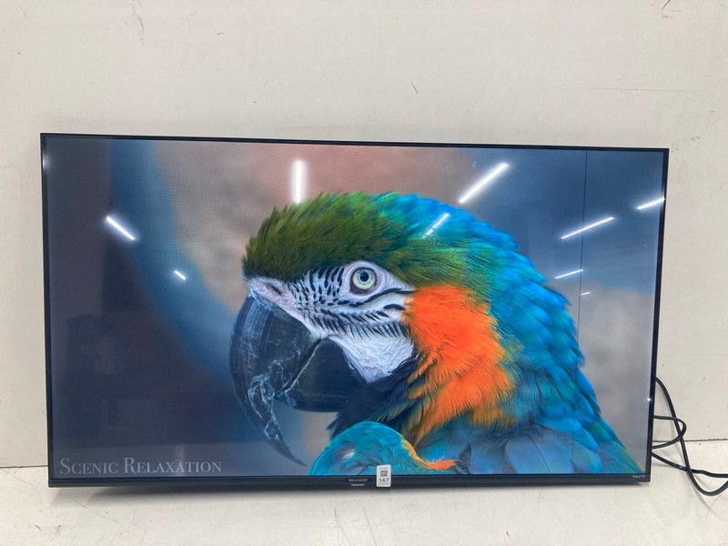 Lot 147  
            Nottingham SR4 - Collection Only 

                
SHARP 40" ROKU TV MODEL: 40GD2725K (NO REMOTE, NO STAND WITH BOX) (LINE ON SCREEN...