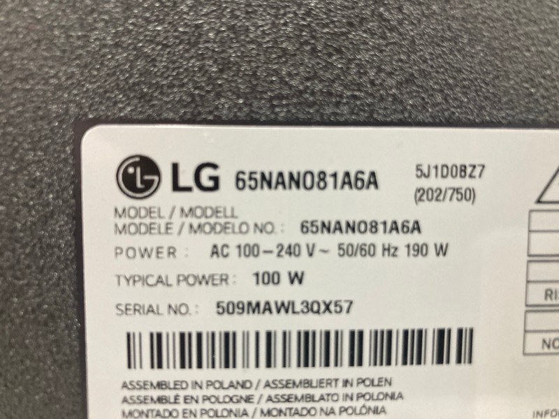 Lot 16  
            Nottingham SR4 - Collection Only 

                
LG 65" NANO TV MODEL: 65NANO81A6A (WITH REMOTE, WITH STAND, WITH BOX) (COLLECTION...