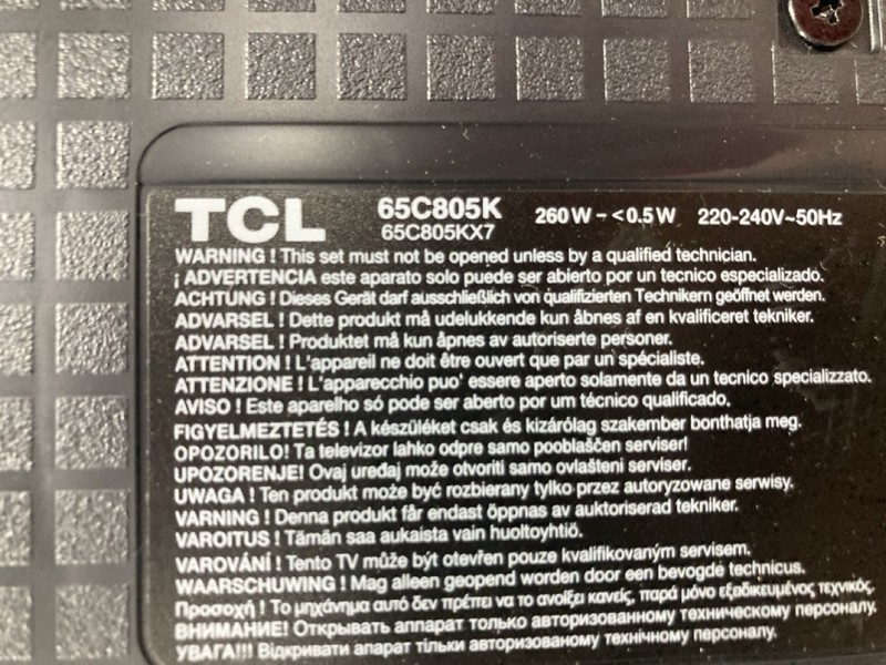 Lot 22  
            Nottingham SR4 - Collection Only 

                
TCL 65" MINI LED 4K TV MODEL: 65C805K (WITH REMOTE, NO STAND, NO BOX) (SCRATCH ON...