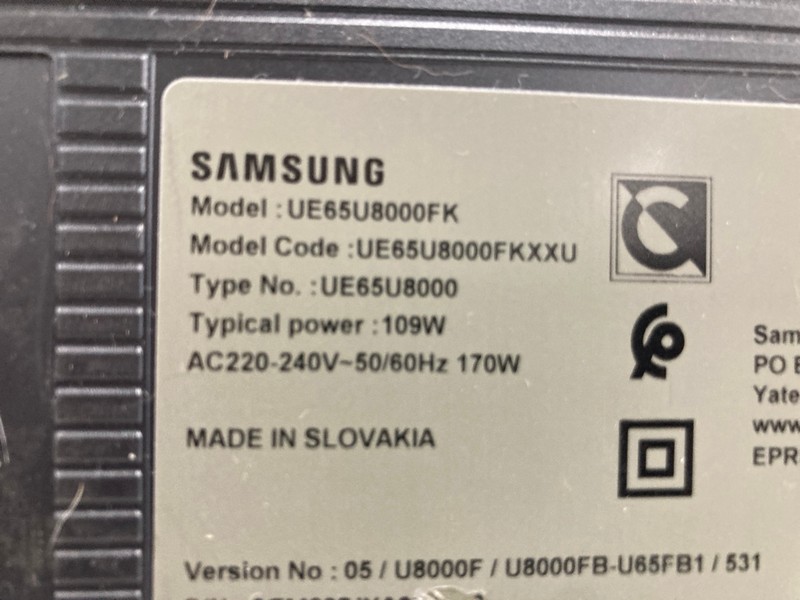 Lot 34  
            Nottingham SR4 - Collection Only 

                
SAMSUNG 65" 4K TV MODEL: UE65U8000F (NO REMOTE, NO STAND, WITH BOX) (CASE DAMAGE,...