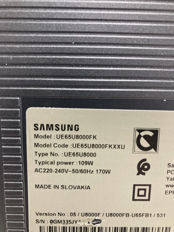 Lot 42  
            Nottingham SR4 - Collection Only 

                
SAMSUNG 65" 4K TV MODEL: UE65U8000F (NO REMOTES, NO STAND, WITH BOX) (CASE DAMAGE...