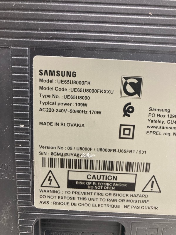 Lot 44  
            Nottingham SR4 - Collection Only 

                
SAMSUNG 65" 4K TV MODEL: UE65U8000F (WITH REMOTES, WITH STAND, WITH BOX) (CASE DA...