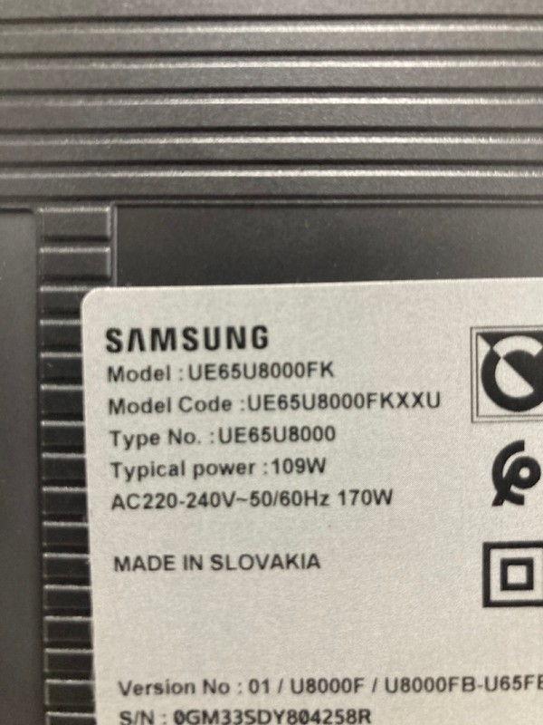 Lot 45  
            Nottingham SR4 - Collection Only 

                
SAMSUNG 65" 4K TV MODEL: UE65U8000F (NO REMOTES, NO STAND, NO BOX) (COLLECTION FR...