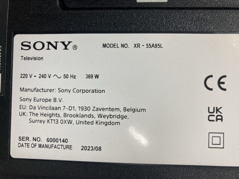 Lot 53  
            Nottingham SR4 - Collection Only 

                
SONY 55" OLED TV MODEL: XR-55A95L (WITH REMOTE, NO STAND, NO BOX) (SCREEN BLEED, ...