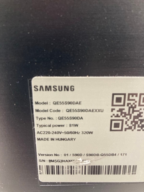 Lot 55  
            Nottingham SR4 - Collection Only 

                
SAMSUNG 55" OLED 4K TV MODEL: QE55S90D (NO REMOTE, WITH STAND, WITH BOX) (DISPLAY...