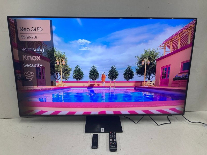 Lot 56  
            Nottingham SR4 - Collection Only 

                
SAMSUNG 55" NEO QLED TV MODEL: QE55N70FAU (WITH REMOTES, WITH STAND, WITH BOX) (S...