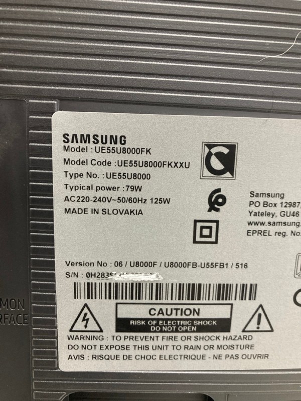 Lot 58  
            Nottingham SR4 - Collection Only 

                
SAMSUNG 55" 4K TV MODEL: UE55U8000F (WITH REMOTES, WITH STAND, WITH BOX) (COLLECT...