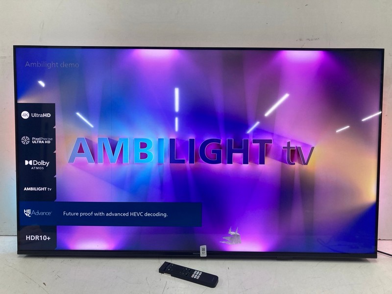 Lot 61  
            Nottingham SR4 - Collection Only 

                
PHILIPS 55" 4K TV MODEL: 55PUS8000/05 (WITH REMOTE, NO STAND, NO BOX) (LINE ON SC...