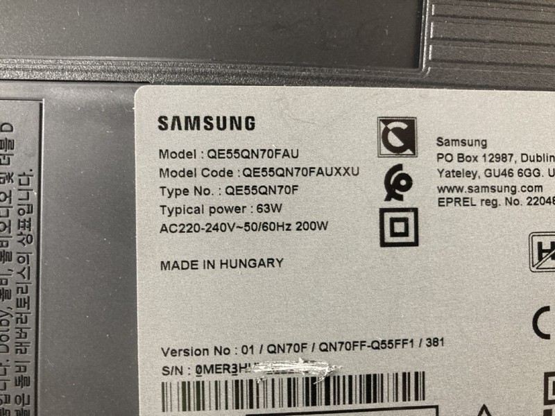 Lot 65  
            Nottingham SR4 - Collection Only 

                
SAMSUNG 55" NEO QLED 4K TV MODEL: QE55QN70F (WITH REMOTE, WITH STAND, NO BOX) (DI...