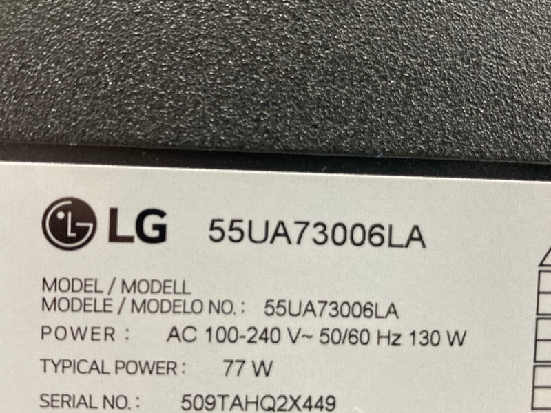 Lot 72  
            Nottingham SR4 - Collection Only 

                
LG 55" 4K TV MODEL:55UA73006LA (NO REMOTE, WITH STAND, WITH BOX) (SHADOW) (COLLEC...