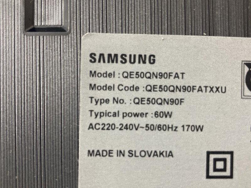 Lot 90  
            Nottingham SR4 - Collection Only 

                
SAMSUNG 50" QLED TV MODEL: QE50QN90FAT (NO REMOTE, NO STAND, NO BOX) (LINE ON SCR...